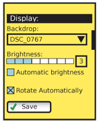 Brightness controls are routinely located inside a settings panel with various other related controls. The level must be displayed numerically, as well as graphically, and the automatic brightness switch should be immediately adjacent to the level control.