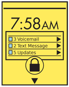 Notifications, and other actions may appear on the Lock Screen, or even allow limited interaction. Various methods are available from gestures to small targets and limited time, to allow interaction without sacrificing security.